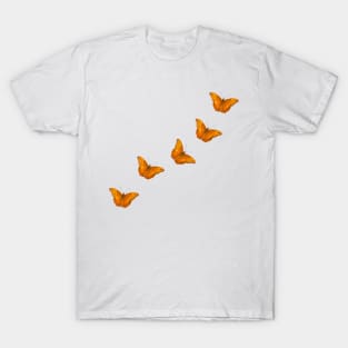 Beautiful butterflies on a textured white background T-Shirt